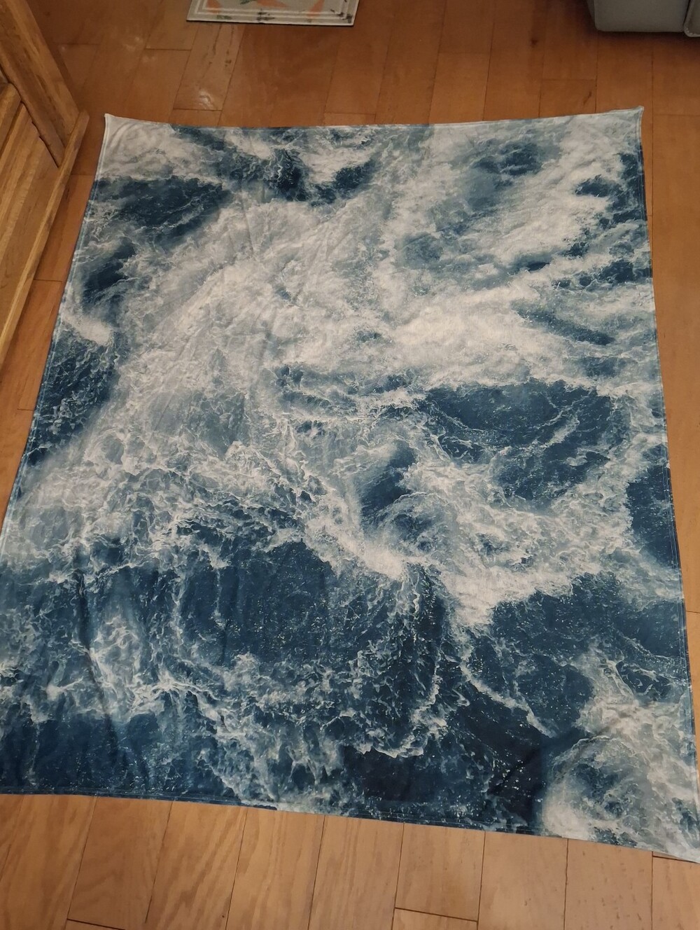 49"x60" Ocean Wave Canvas Tapestry Blue White Crashing Waves Wall Art Large